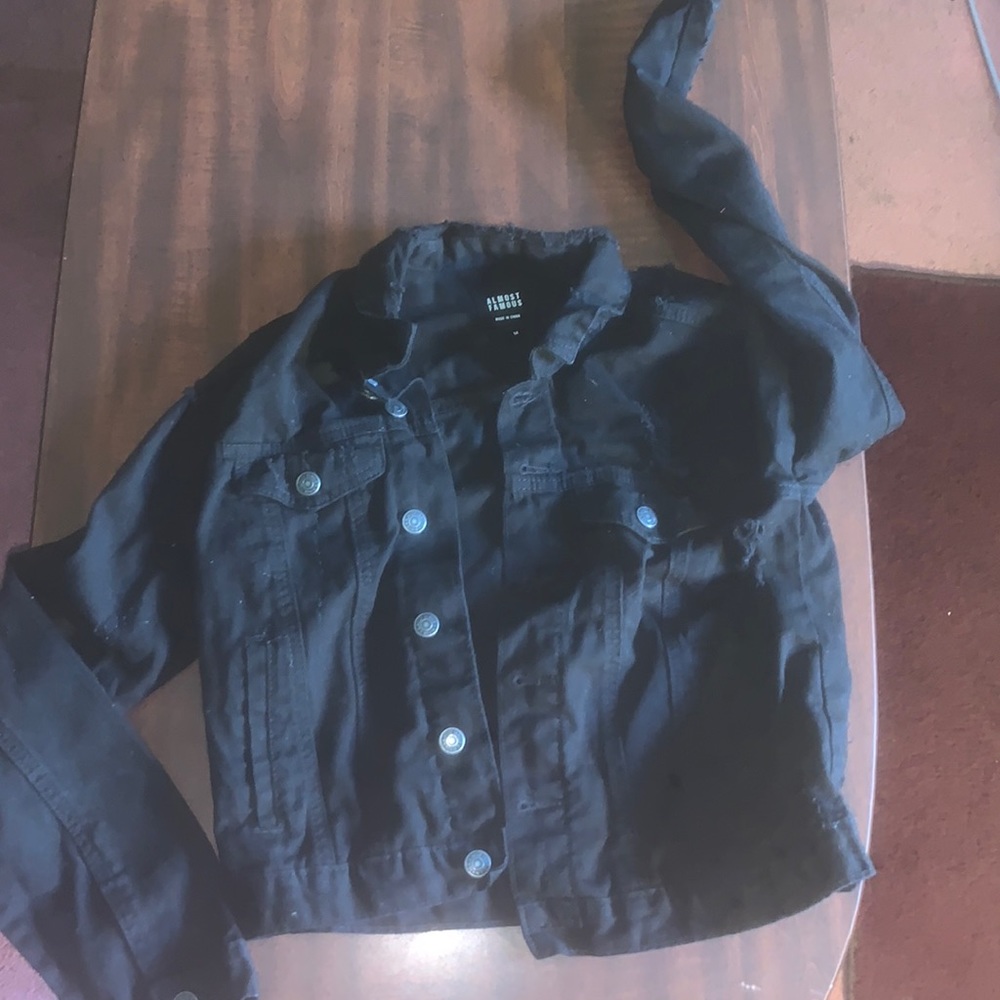 distressed cropped jean jacket from rainbow